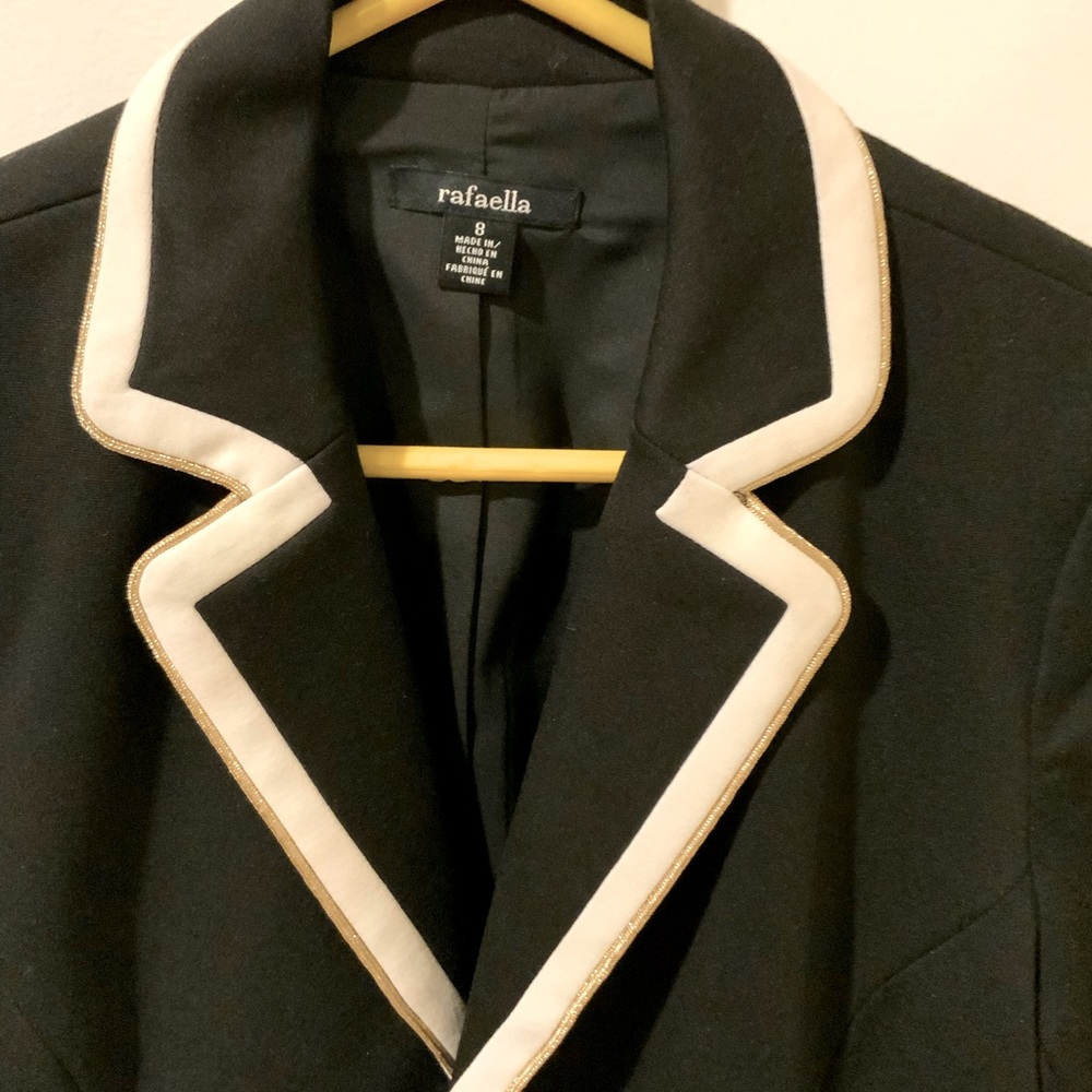 Rafaella Black jacket w /white/gold collar